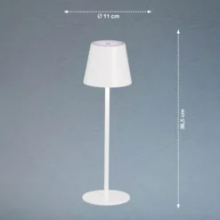 Lámpara de mesa LED recargable Viletto, blanca, IP54