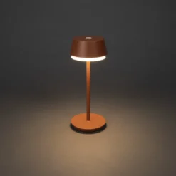 Lámpara de mesa LED recargable Lyon, terracota, IP54, atenuador, CCT, RGB