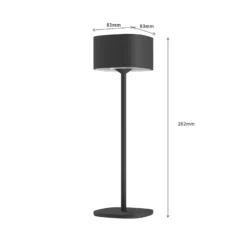 Lámpara de mesa LED recargable Calex Serino, negro, aluminio, 2700 K