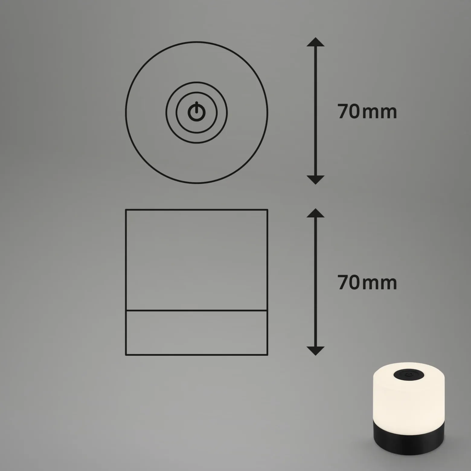 Lámpara de mesa LED recargable Smal, negra, 2.700K, atenuable