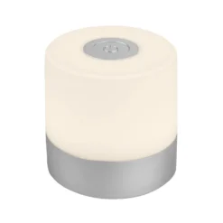 Lámpara de mesa LED recargable Smal, color cromo, 2.700K, atenuable