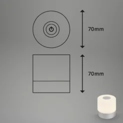Lámpara de mesa LED recargable Smal, color cromo, 2.700K, atenuable