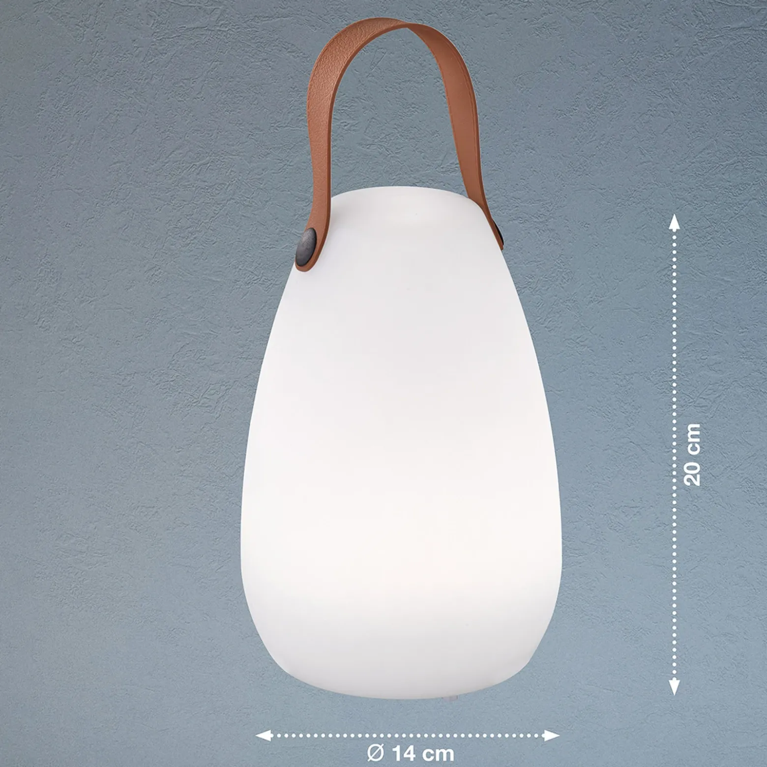 Lámpara de mesa LED recargable Ruby, Ø 14 cm, blanca, IP44, RGB atenuable