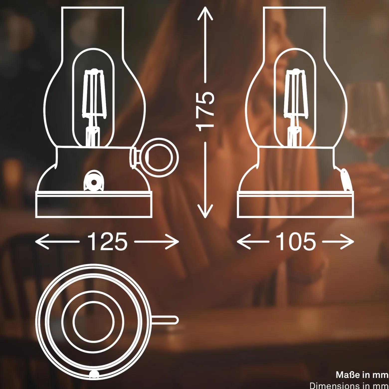 Lámpara de mesa LED recargable Brilo unplugged Kanea, antracita, 18 cm