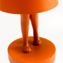 Lámpara de mesa LED recargable KARE Animal Rabbit, naranja, IP54, 29 cm