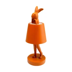 Lámpara de mesa LED recargable KARE Animal Rabbit, naranja, IP54, 29 cm