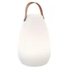 Lámpara de mesa LED recargable Ruby, Ø 18 cm, blanca, IP44, RGB atenuable