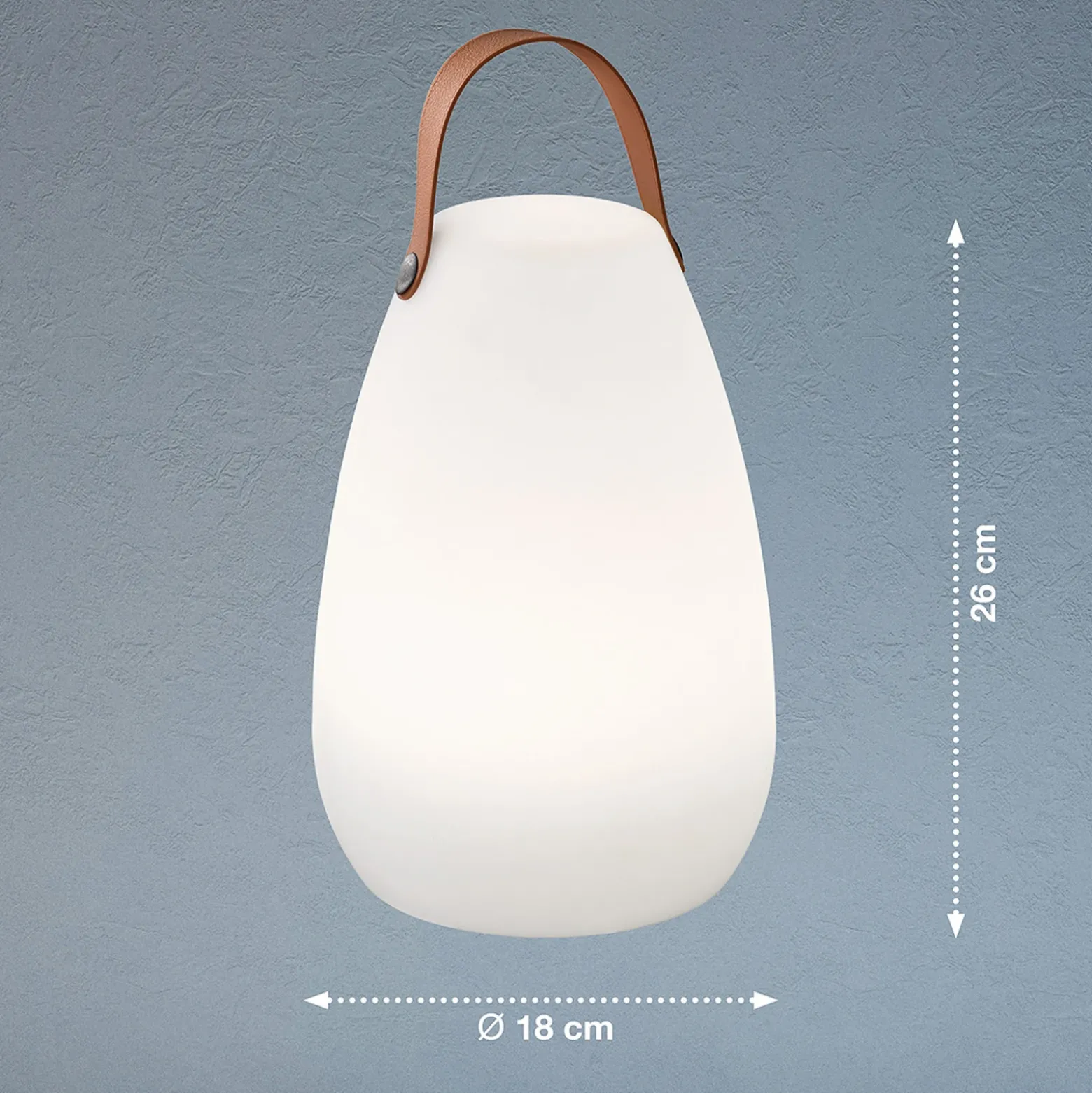 Lámpara de mesa LED recargable Ruby, Ø 18 cm, blanca, IP44, RGB atenuable