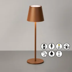 Lámpara de mesa LED recargable Viletto, color óxido, altura 36 cm, IP54