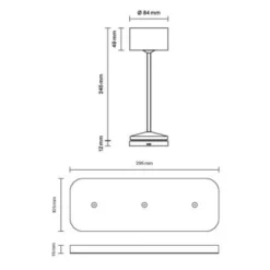 Lámpara de mesa LED recargable Veluna, beige, juego de 3, 25 cm, IP44