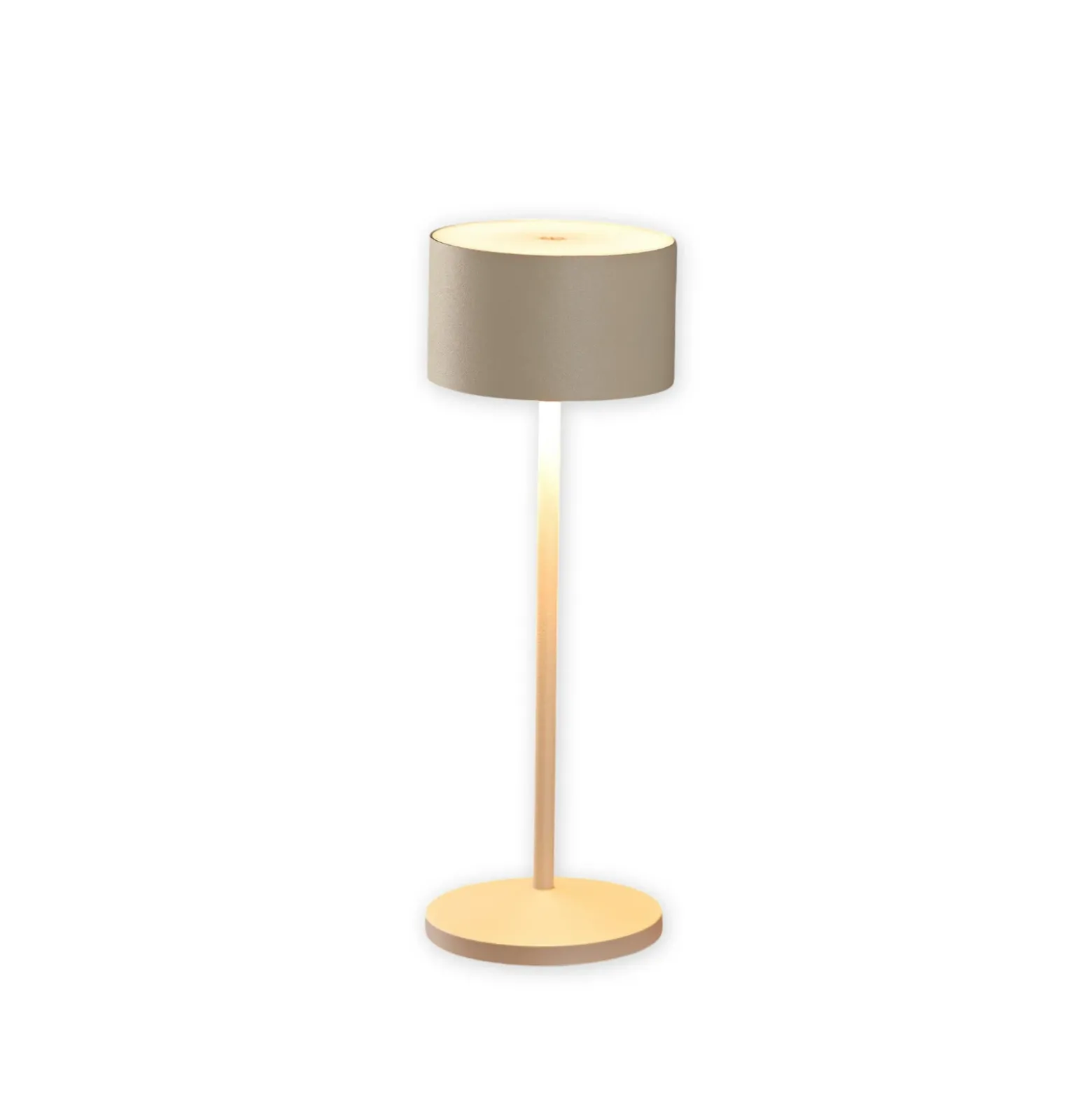 Lámpara de mesa LED recargable Veluna, beige, juego de 3, 25 cm, IP44