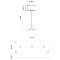 Lámpara de mesa LED recargable Veluna, beige, juego de 3, 25 cm, IP44
