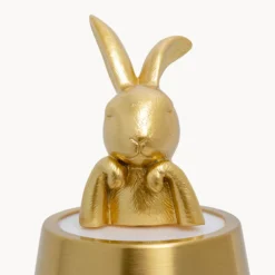 Lámpara de mesa LED recargable KARE Animal Rabbit, dorada, IP54, 29 cm