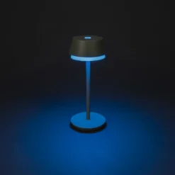 Lámpara de mesa LED recargable Lyon, verde/gris, IP54, atenuador, CCT, RGB