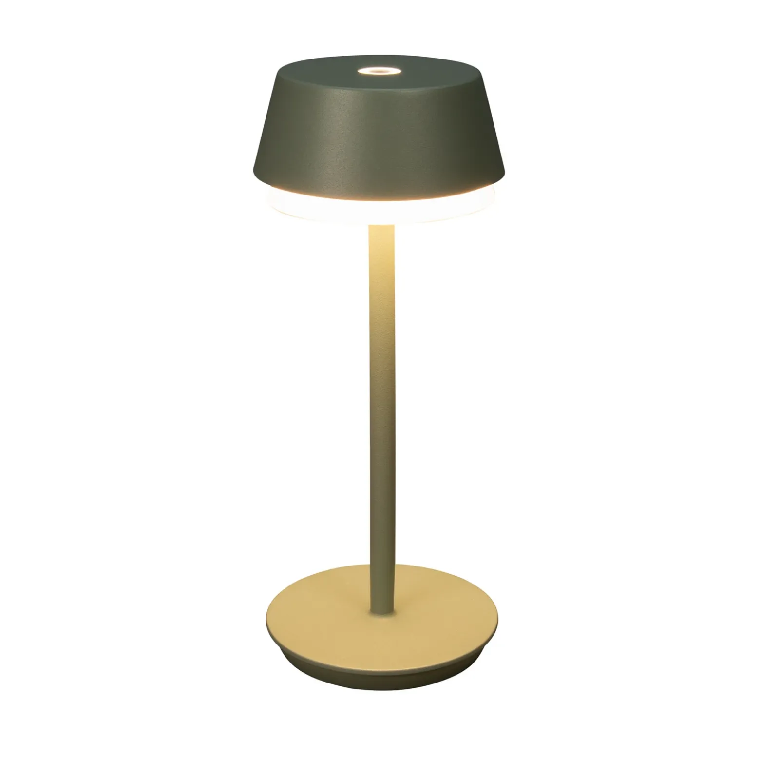 Lámpara de mesa LED recargable Lyon, verde/gris, IP54, atenuador, CCT, RGB