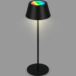 Lámpara de mesa LED recargable Kiki, negra, IP44, 3.000 K, RGBW