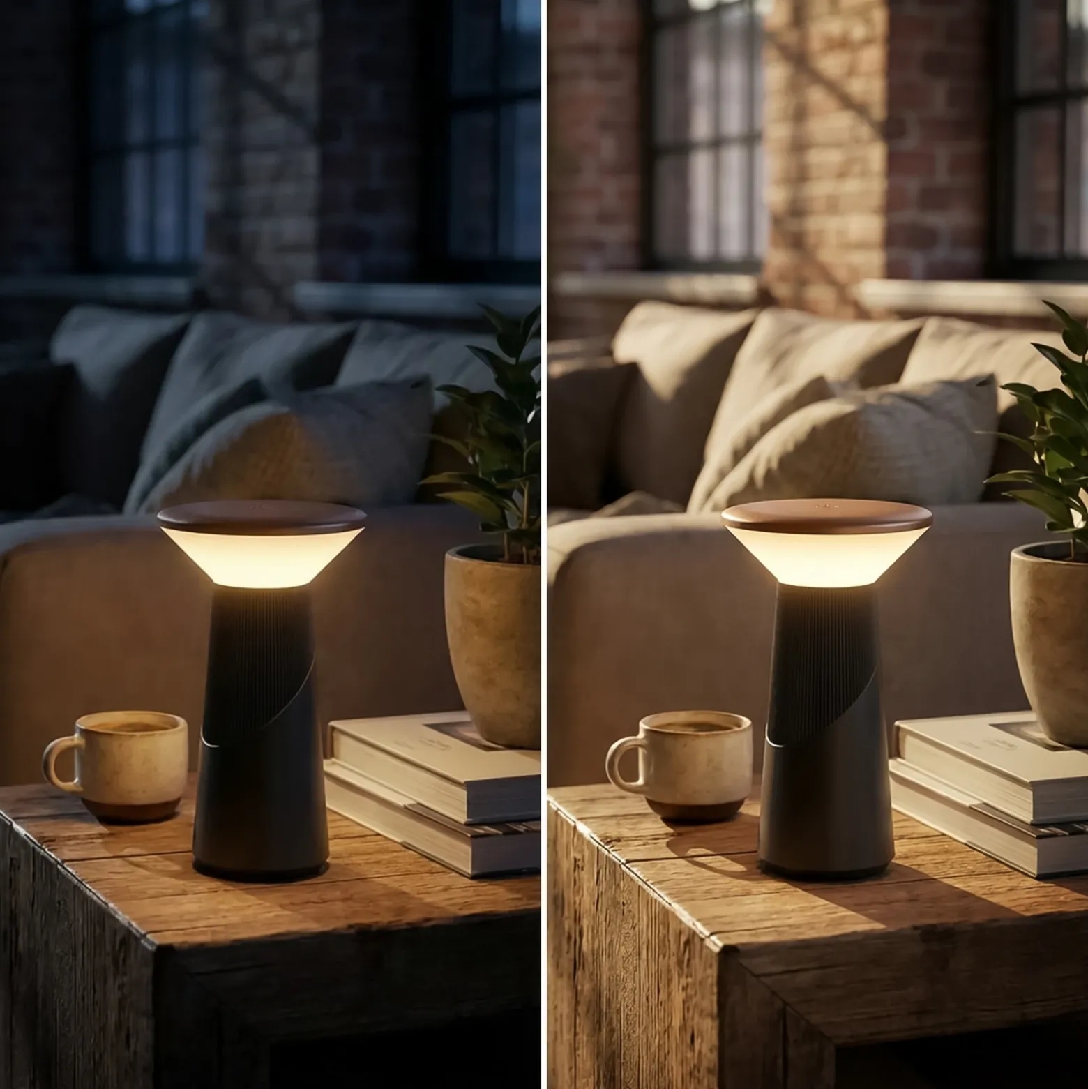 Lámpara de mesa LED recargable Pilia, bronce/antracita, altura 24 cm, IP44