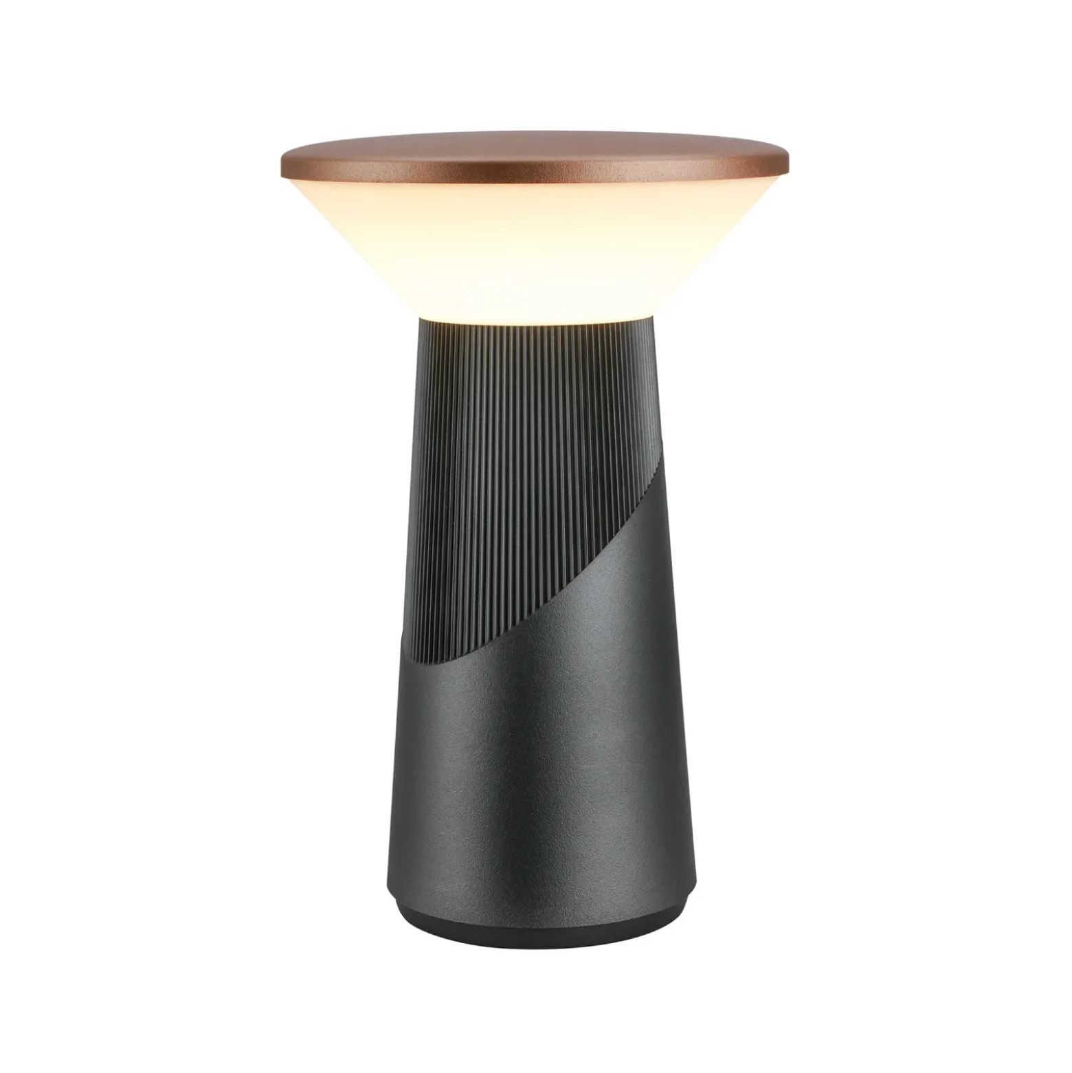 Lámpara de mesa LED recargable Pilia, bronce/antracita, altura 24 cm, IP44