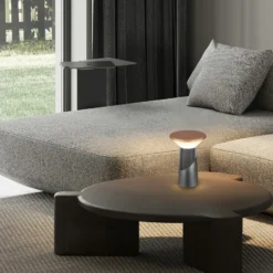Lámpara de mesa LED recargable Pilia, bronce/antracita, altura 24 cm, IP44