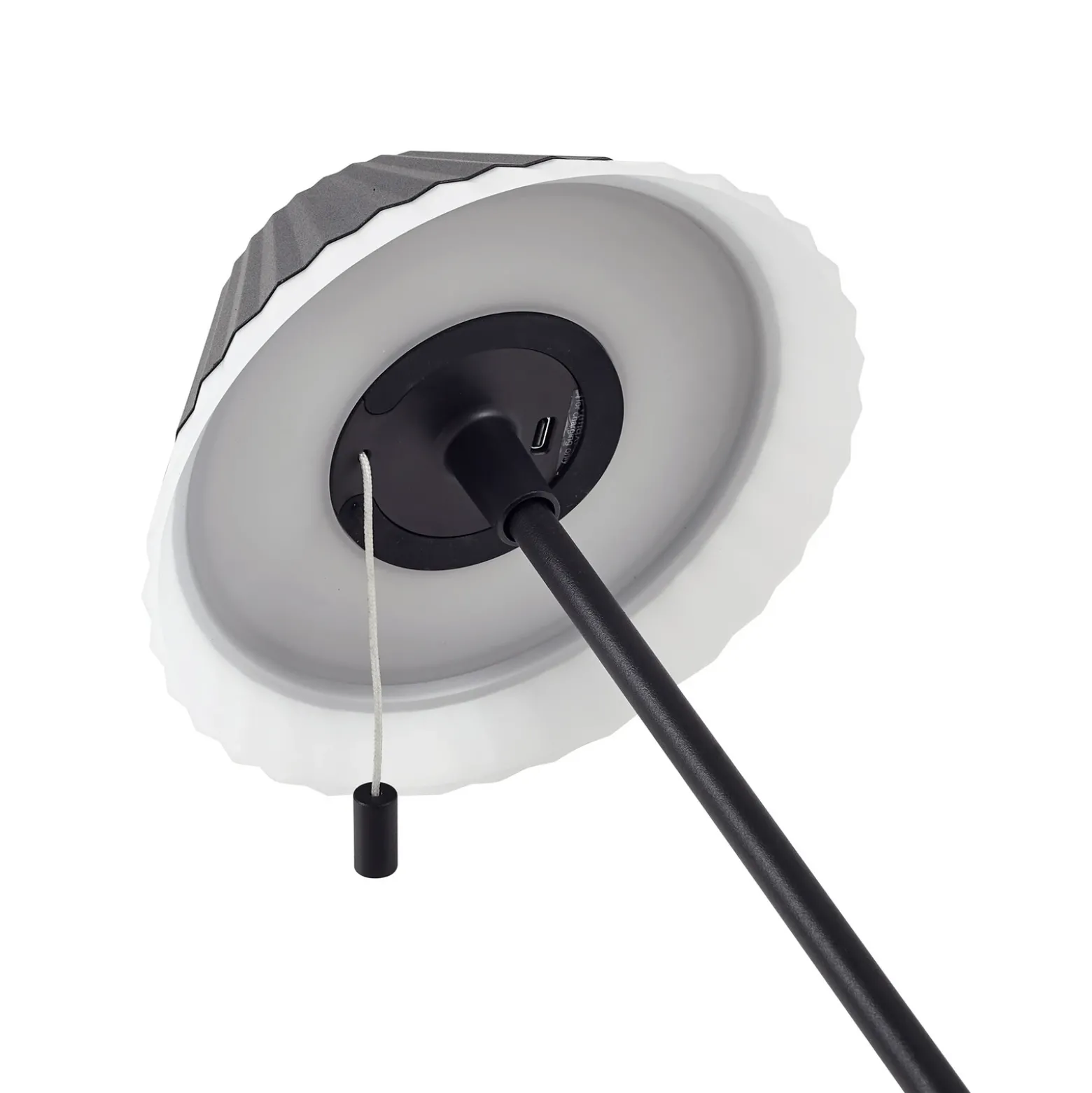 Lámpara de mesa LED recargable Ilvi de Lindby, negra, aluminio, Ø 17,5 cm