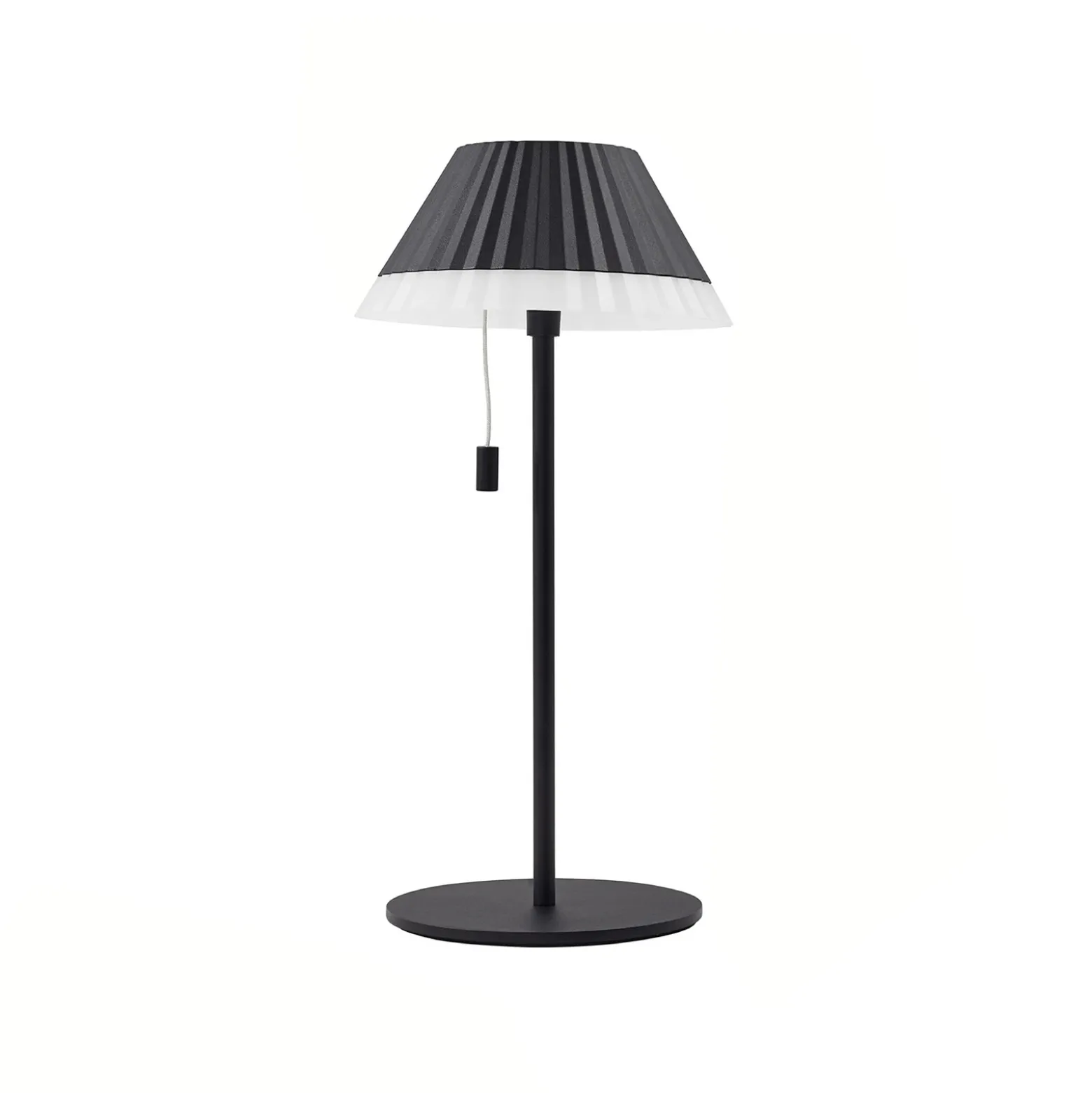 Lámpara de mesa LED recargable Ilvi de Lindby, negra, aluminio, Ø 17,5 cm