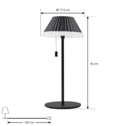 Lámpara de mesa LED recargable Ilvi de Lindby, negra, aluminio, Ø 17,5 cm