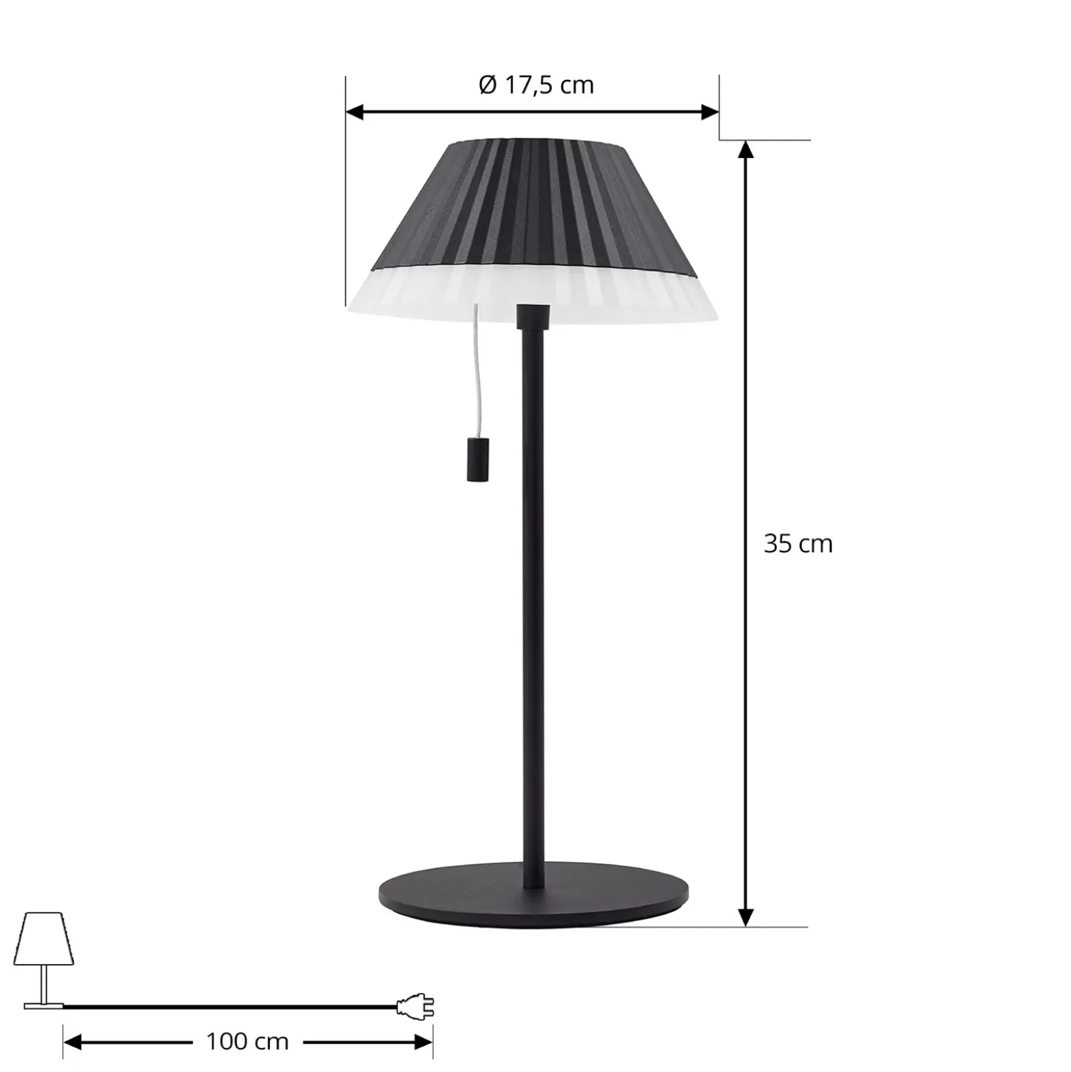 Lámpara de mesa LED recargable Ilvi de Lindby, negra, aluminio, Ø 17,5 cm