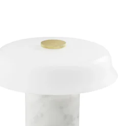 Lámpara de mesa LED recargable Trip No. 2, carrara/blanco, mármol, cristal