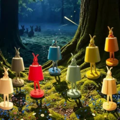 Lámpara de mesa LED recargable KARE Animal Rabbit, color petróleo, IP54, 29 cm