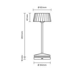Lámpara de mesa LED recargable Facetta, negra, 22 cm, metal CCT IP44
