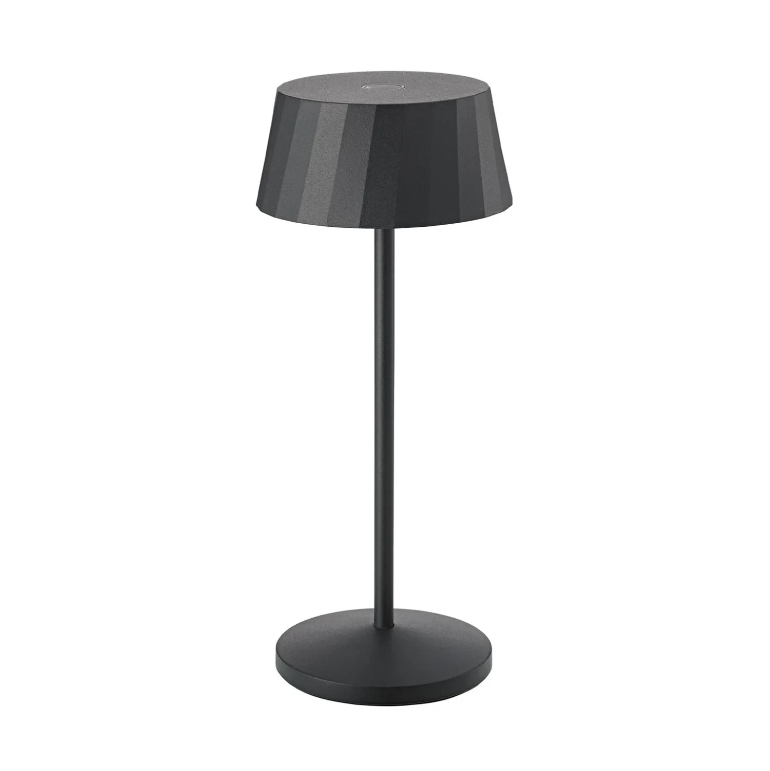 Lámpara de mesa LED recargable Facetta, negra, 22 cm, metal CCT IP44