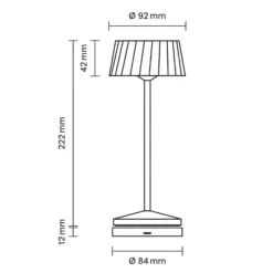 Lámpara de mesa LED recargable Facetta, negra, 22 cm, metal CCT IP44