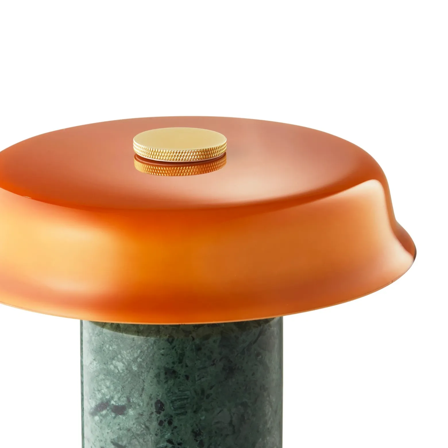 Lámpara de mesa LED recargable Trip No. 2, verde/ámbar, mármol, cristal