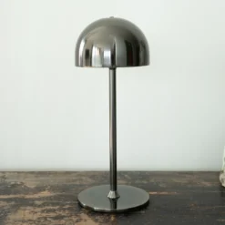 Lámpara de mesa LED recargable Tim, color níquel, altura 30 cm, IP54