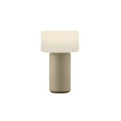 Lámpara de mesa LED recargable Tiny-B, color arena, altura 13 cm, IP54