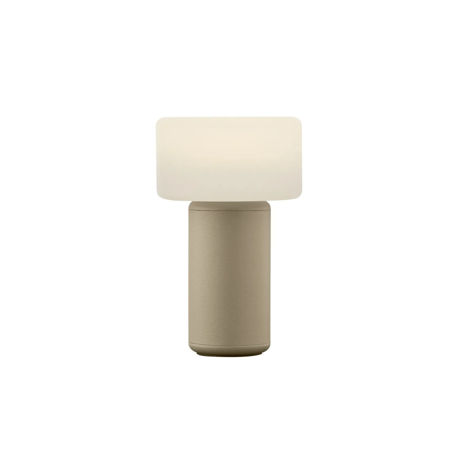 Lámpara de mesa LED recargable Tiny-B, color arena, altura 13 cm, IP54