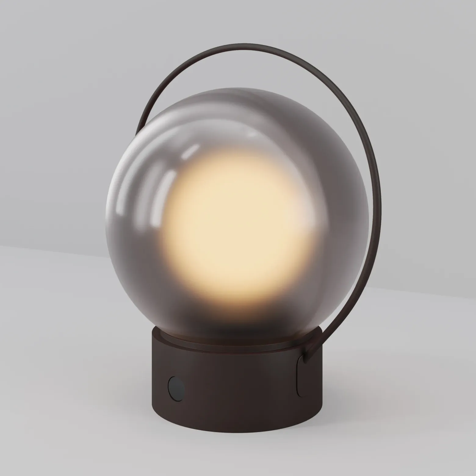 Lámpara de mesa LED recargable Elyra, marrón, altura 20 cm, IP54, atenuador de