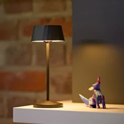Lámpara de mesa LED recargable Facetta, juego de 3, negro, 22 cm, IP44