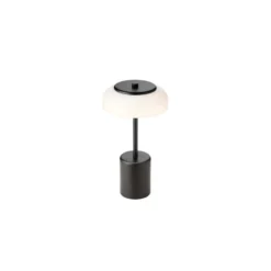 Lámpara de mesa LED recargable Nuura Blossi, altura 26 cm, negro/ópalo
