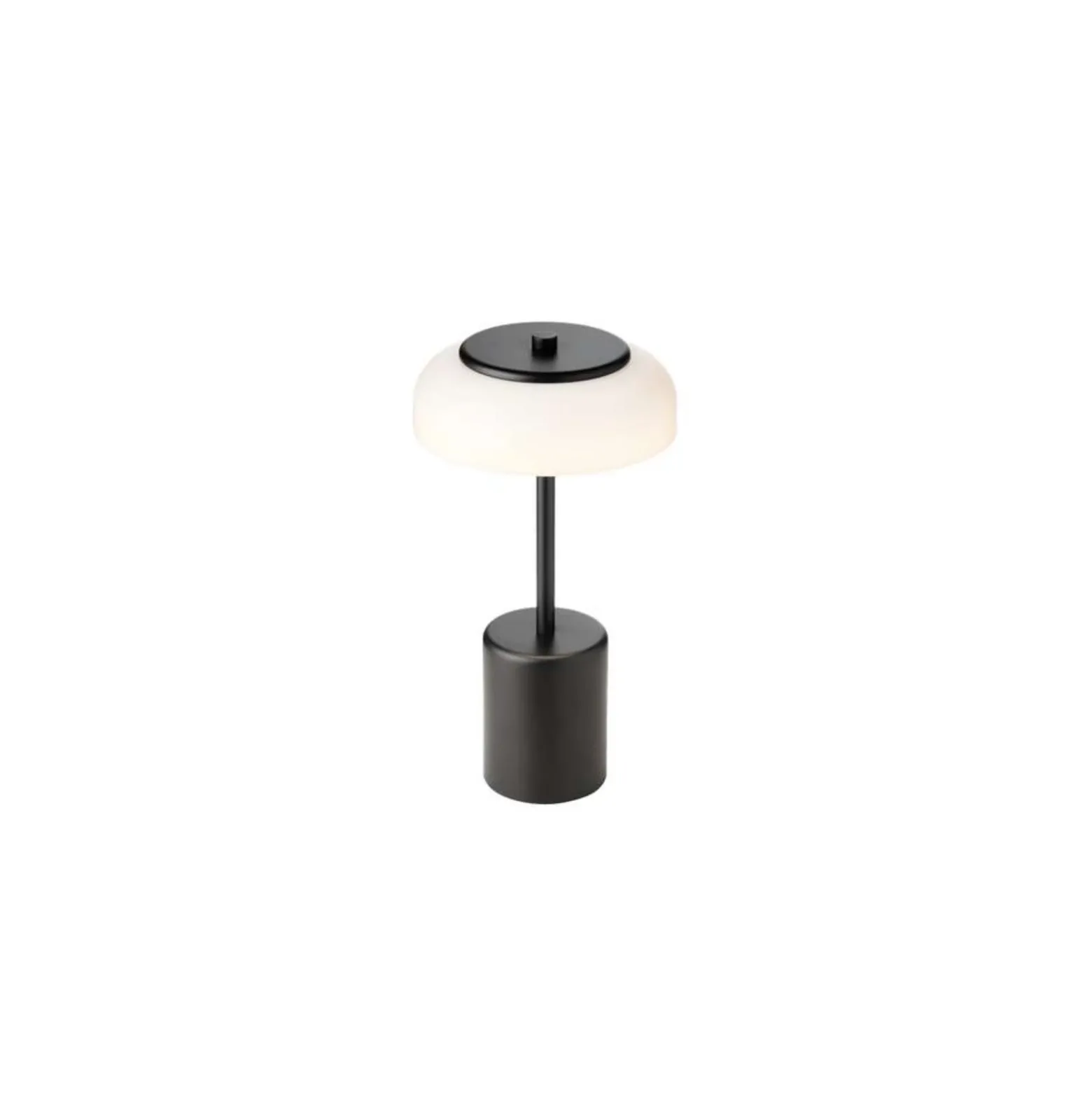 Lámpara de mesa LED recargable Nuura Blossi, altura 26 cm, negro/ópalo