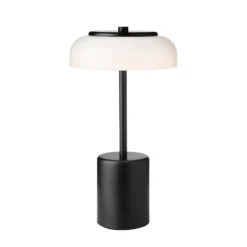 Lámpara de mesa LED recargable Nuura Blossi, altura 26 cm, negro/ópalo