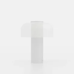 Lámpara de mesa LED recargable Ponente, Ø 16 cm, blanca, CCT, atenuable