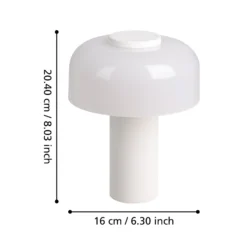 Lámpara de mesa LED recargable Ponente, Ø 16 cm, blanca, CCT, atenuable
