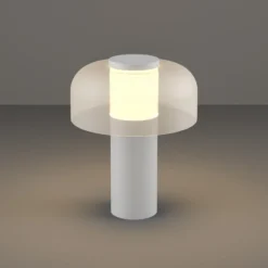 Lámpara de mesa LED recargable Ponente, Ø 16 cm, blanca, CCT, atenuable