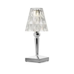 Lámpara de mesa LED recargable Kartell Battery, 30 cm, color cromo, IP54