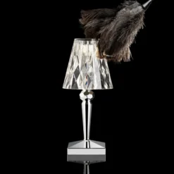 Lámpara de mesa LED recargable Kartell Battery, 30 cm, color cromo, IP54