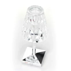 Lámpara de mesa LED recargable Kartell Battery, 30 cm, color cromo, IP54