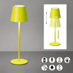 Lámpara de mesa LED recargable Viletto, verde claro, IP54