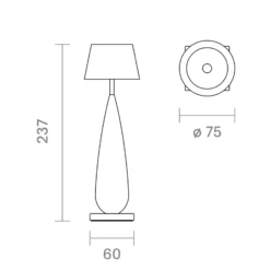 lámpara de mesa LED recargable Thala, blanco/negro, IP65, 24 cm