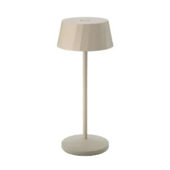 Lámpara de mesa LED recargable Facetta, beige, 22 cm, metal, CCT IP44